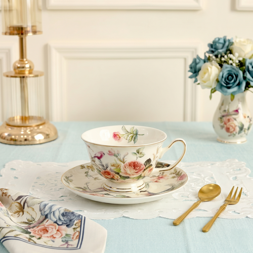 Bloosom Floral Fine Tea Set - Set of 15