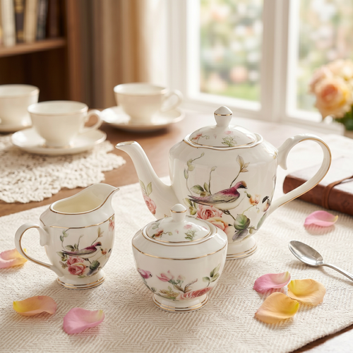 Bloosom Floral Fine Tea Set - Set of 15