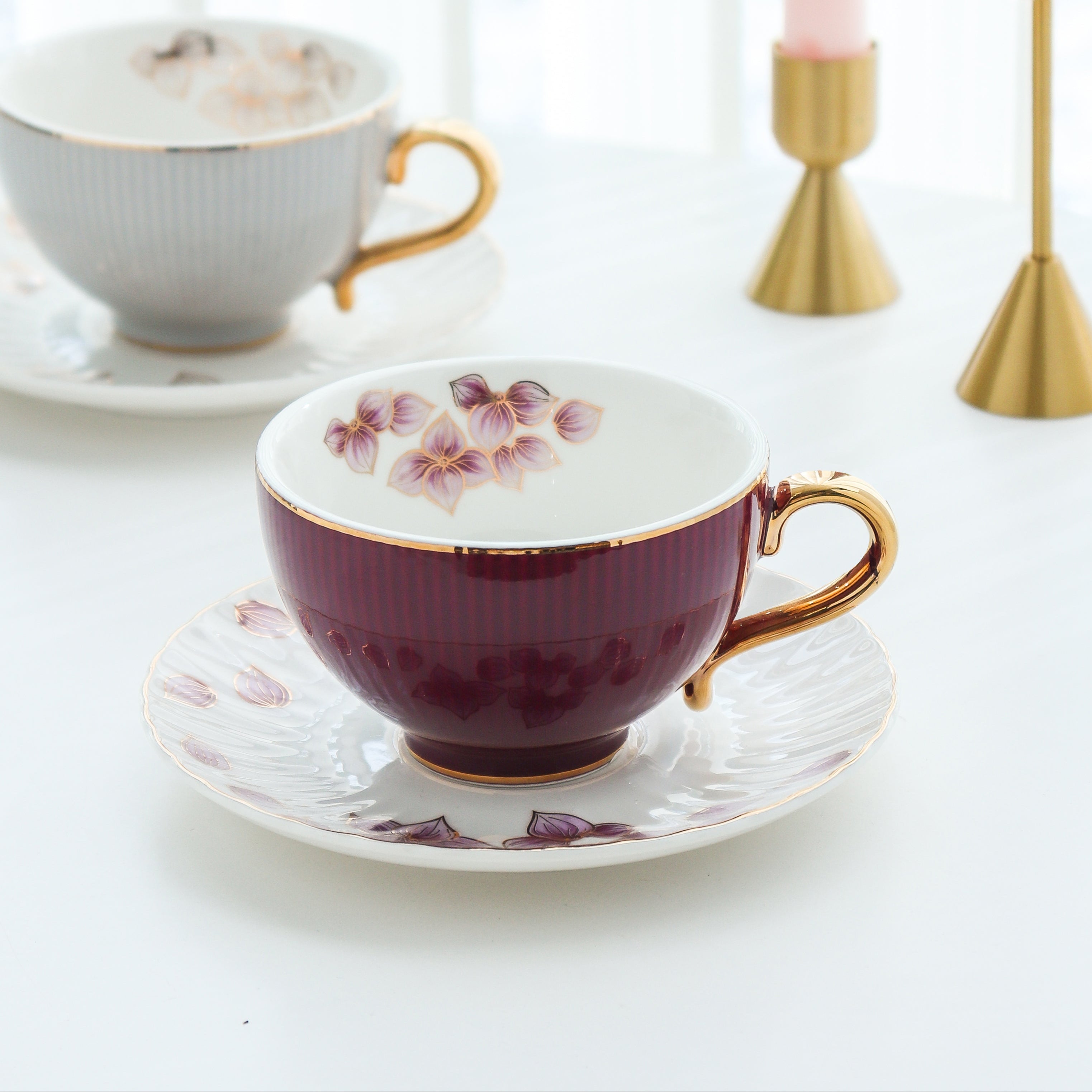 Burgundy Timeless Symphony 12pc Tea Set