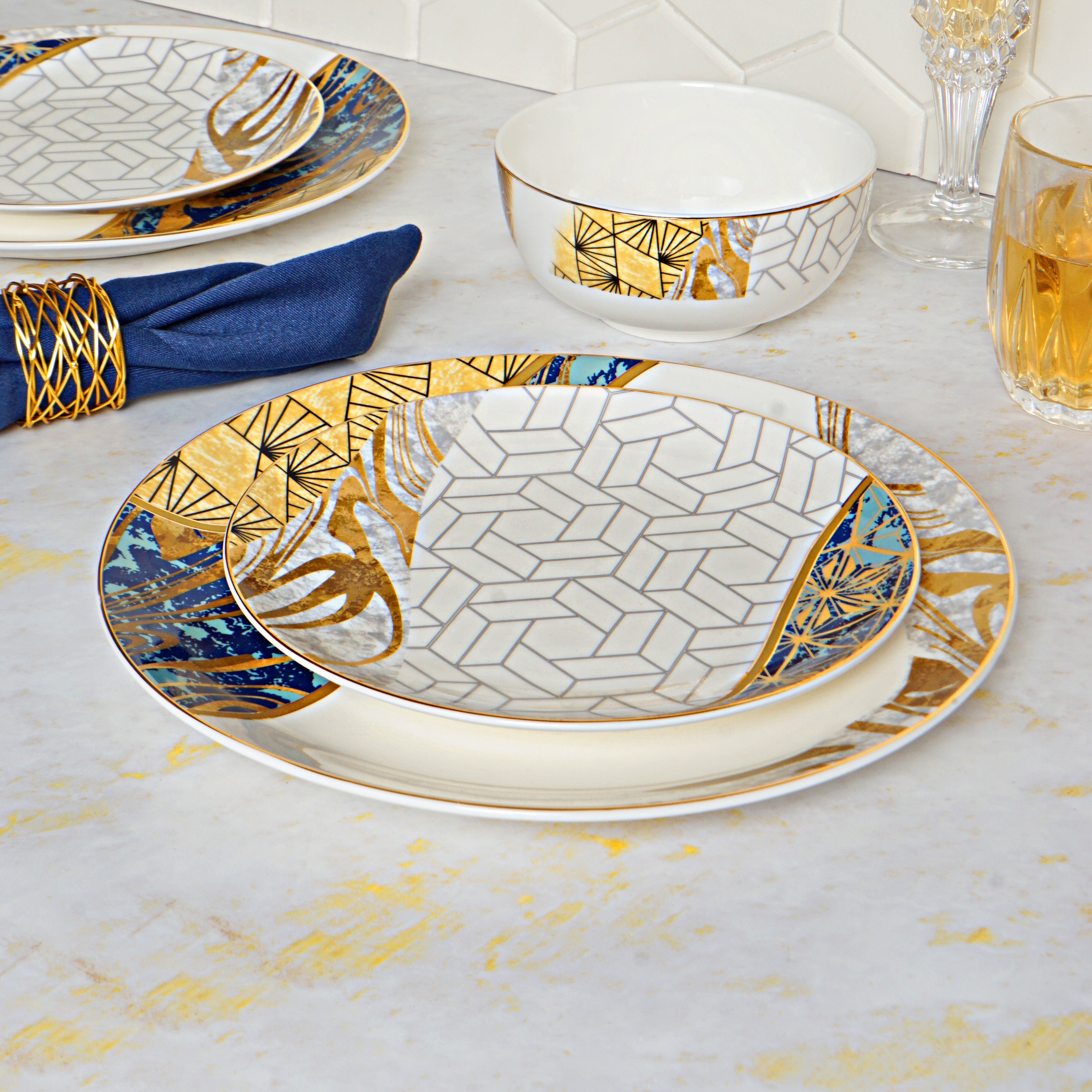 Golden Gala 33pc Dinner Set