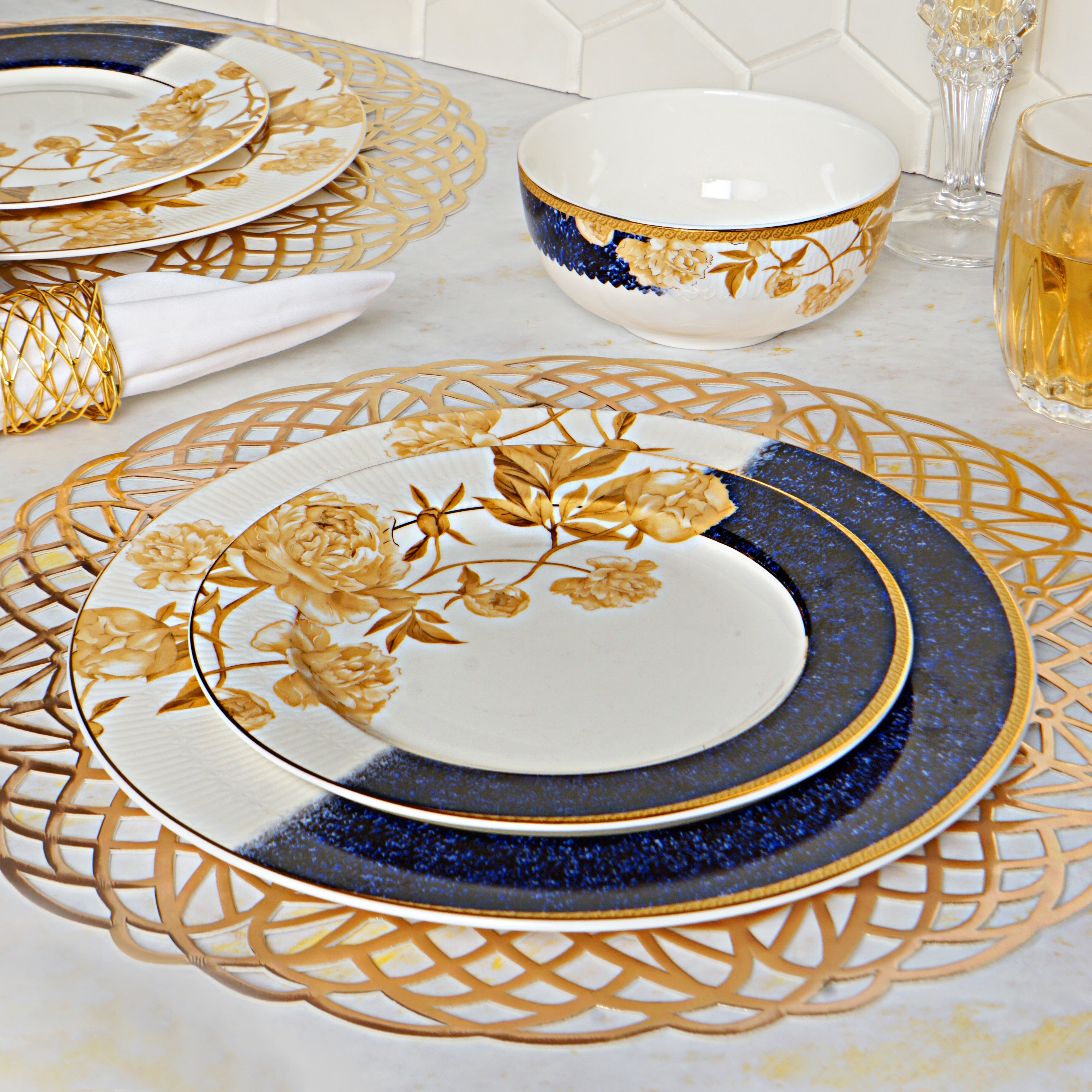 Midinght Bloom 33pc Dinner Set