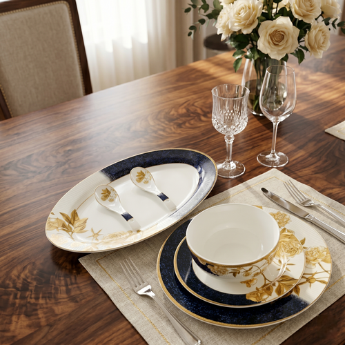 Midinght Bloom 33pc Dinner Set