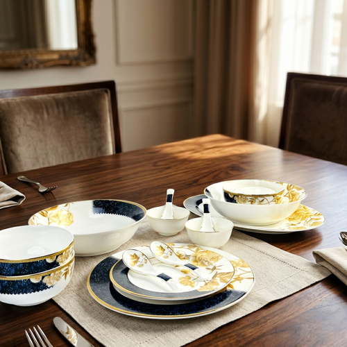 Midinght Bloom 33pc Dinner Set