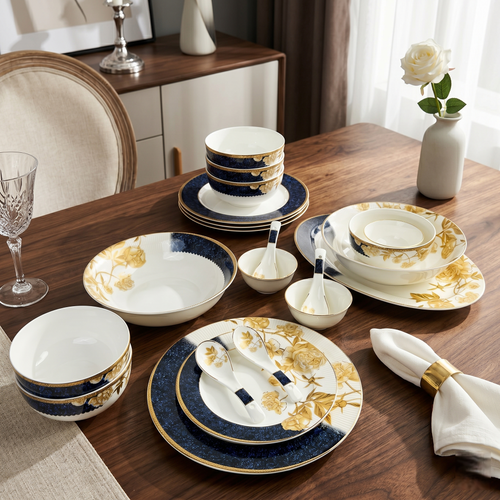 Midinght Bloom 33pc Dinner Set