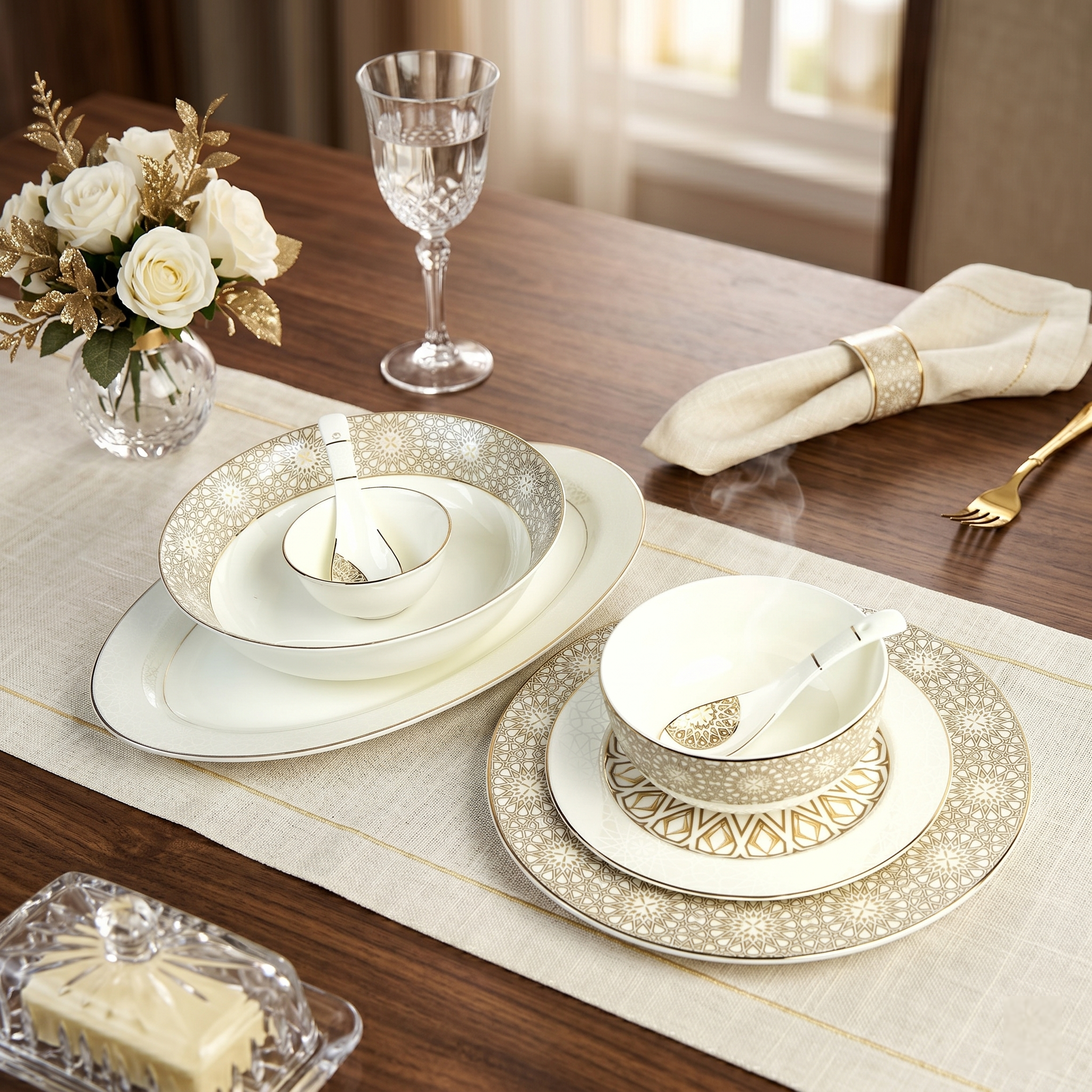 Golden Dream 33pc Dinner Set