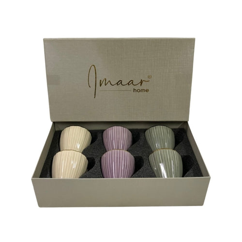 Trio Color Porcelain 6pc Tea Set
