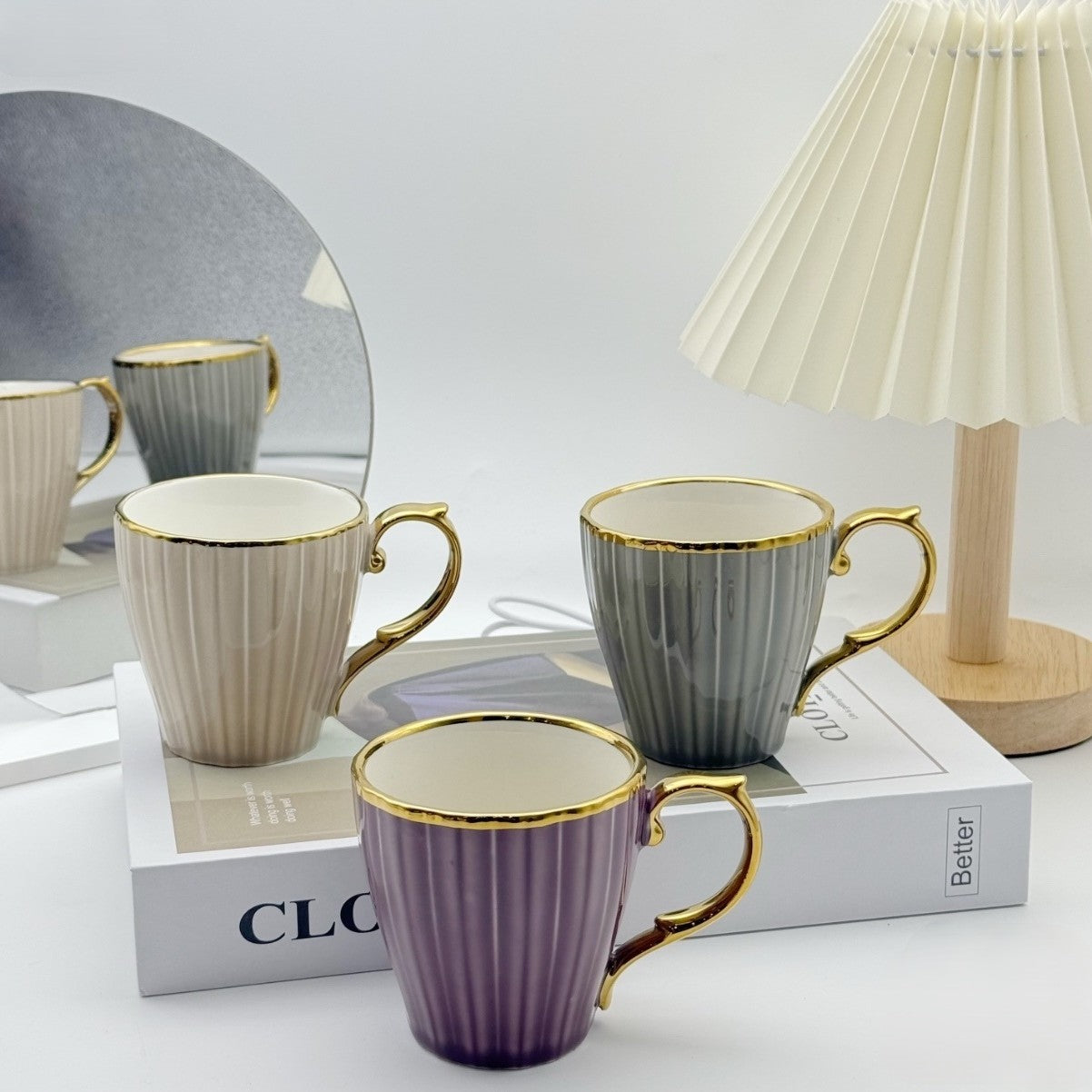 Trio Color Porcelain 6pc Tea Set