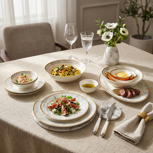 Marble Elegance Dinner Set