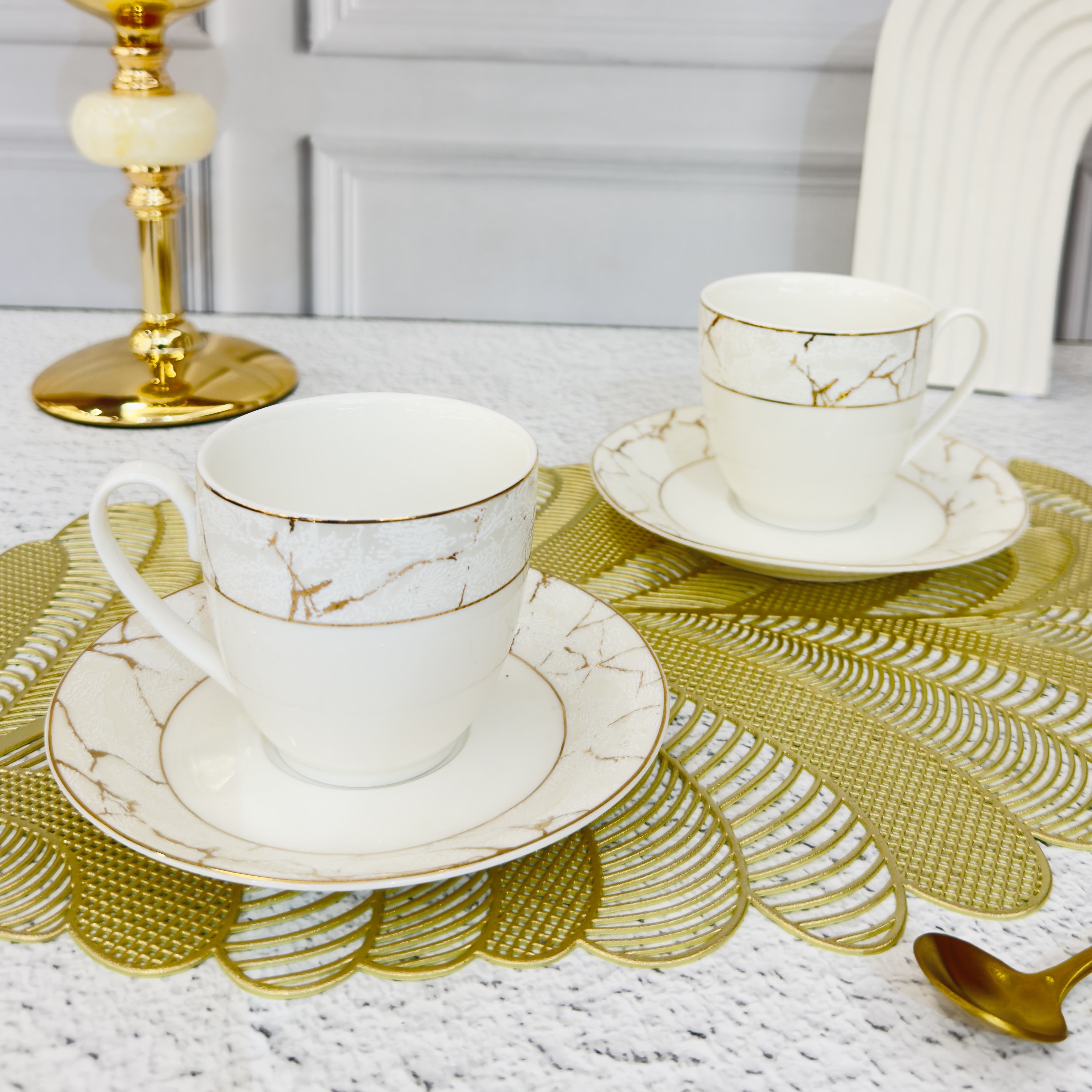Pearl Luxury Marble 12pc Tea Set