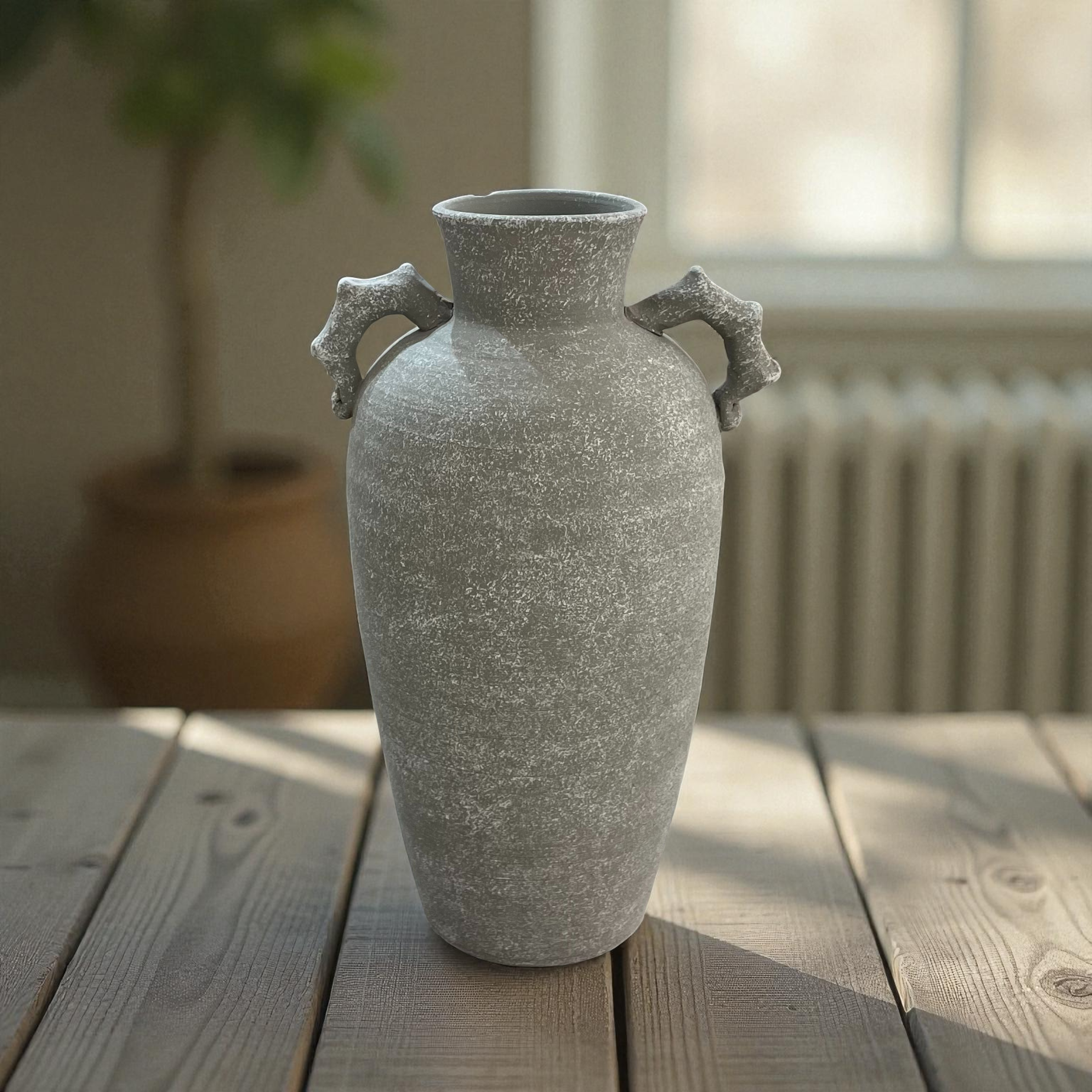 Old World Charm Textured Ceramic Pottery Vase