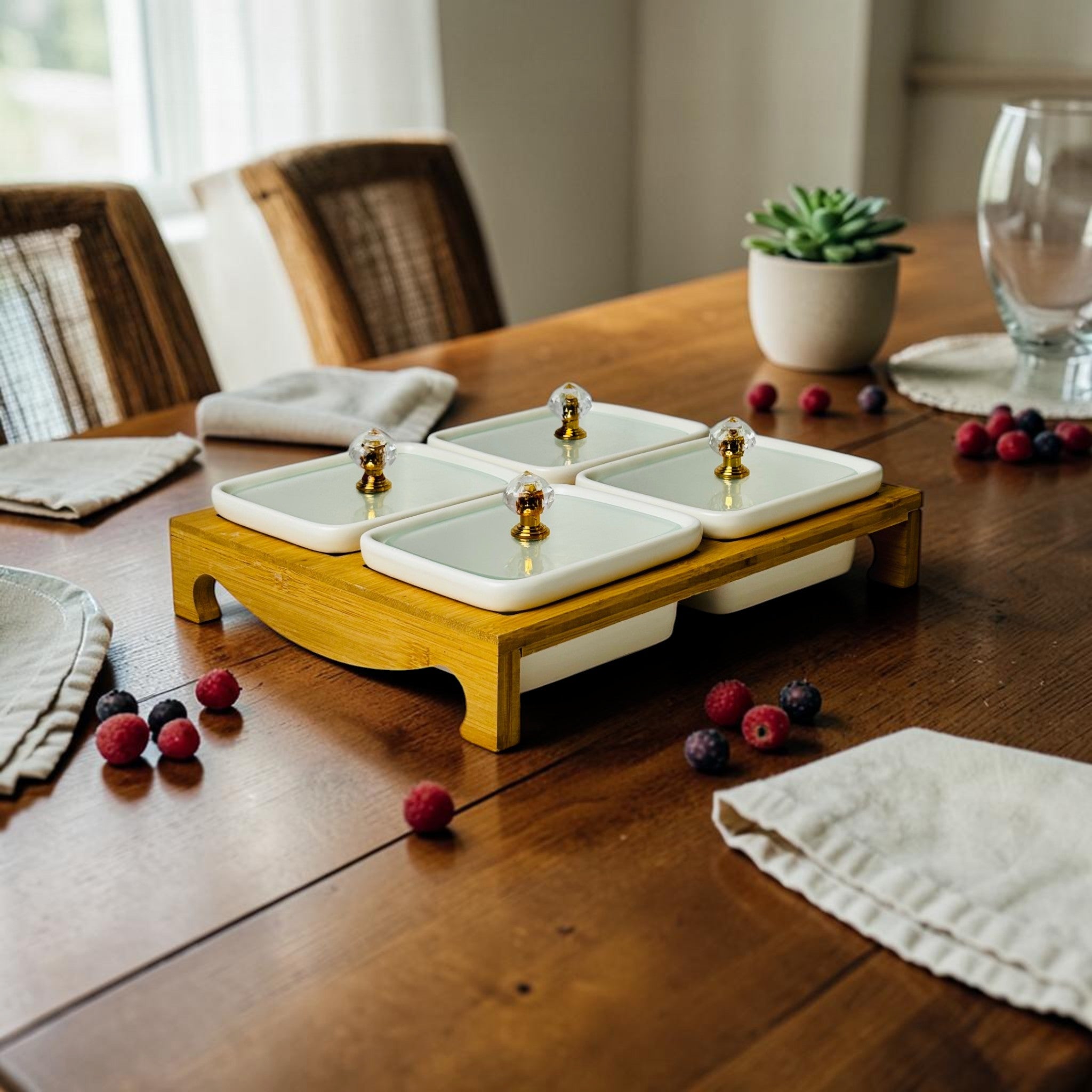 Royal Serve 4Piece Ceramic Bowl Set with Stand