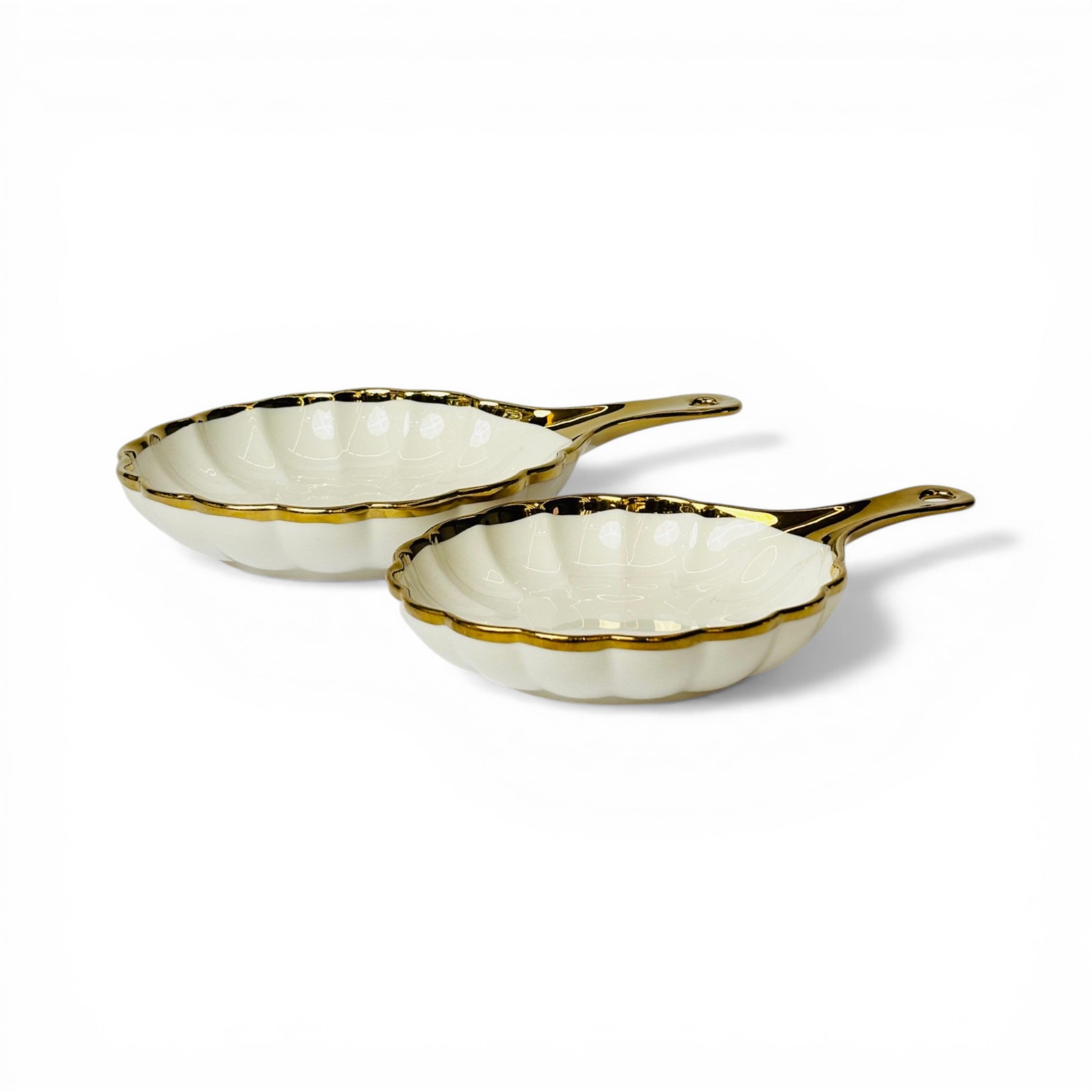 Luxury Ivory & Gold Serving Skillet Set-2Pc Set