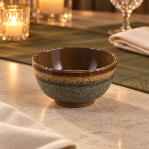Glaze Ceramic Soup Bowl & Spoon Set 12 Pcs