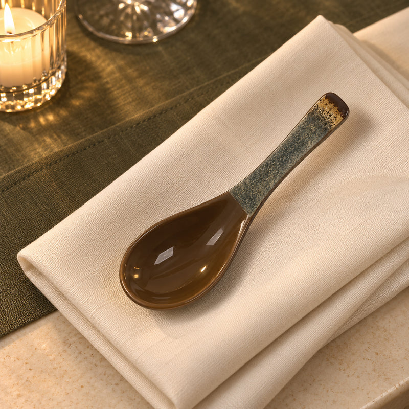 Glaze Ceramic Soup Bowl & Spoon Set 12 Pcs