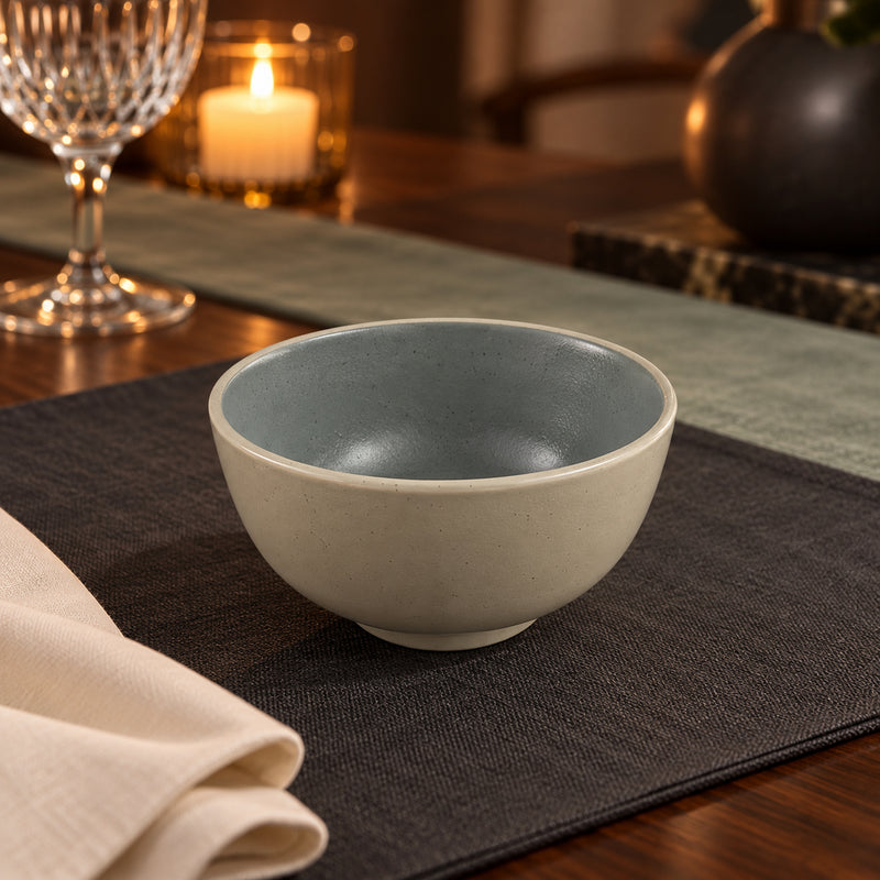 Glaze Ceramic Soup Bowl & Spoon Set 12 Pcs