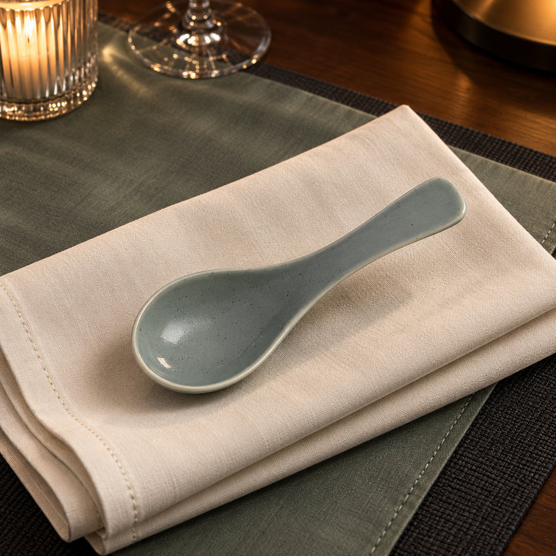 Glaze Ceramic Soup Bowl & Spoon Set 12 Pcs