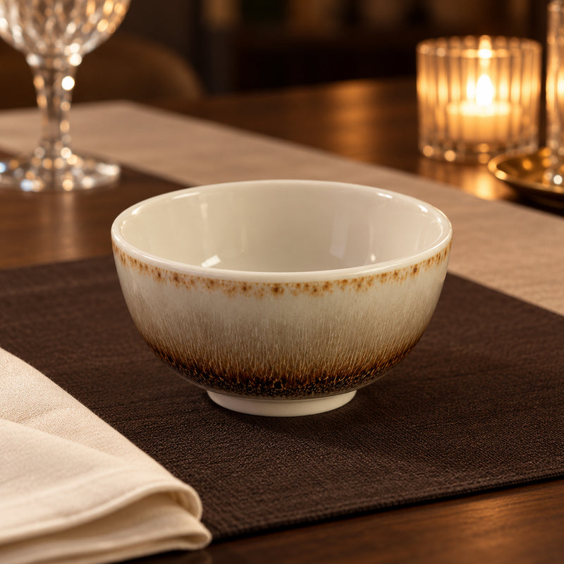 Glaze Ceramic Soup Bowl & Spoon Set 12 pcs