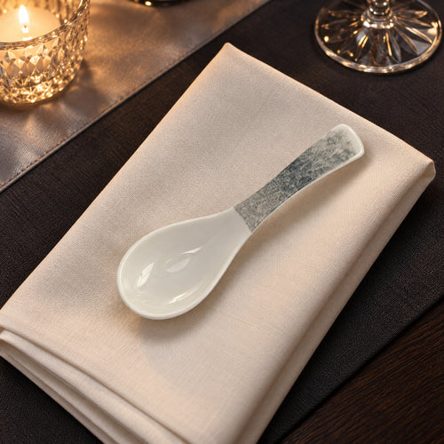 Glaze Ceramic Soup Bowl & Spoon Set 12 Pcs