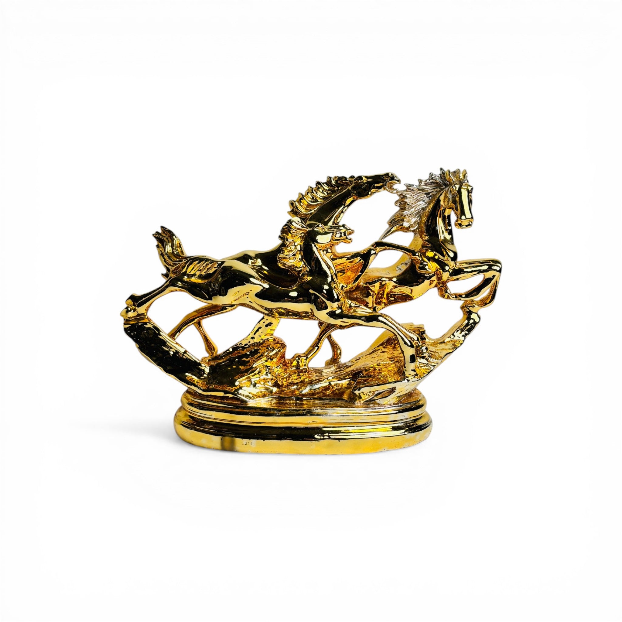 Golden 3 Horse Showpiece