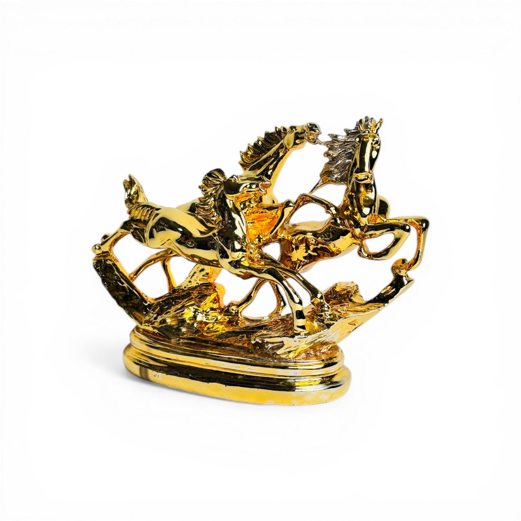 Golden 3 Horse Showpiece