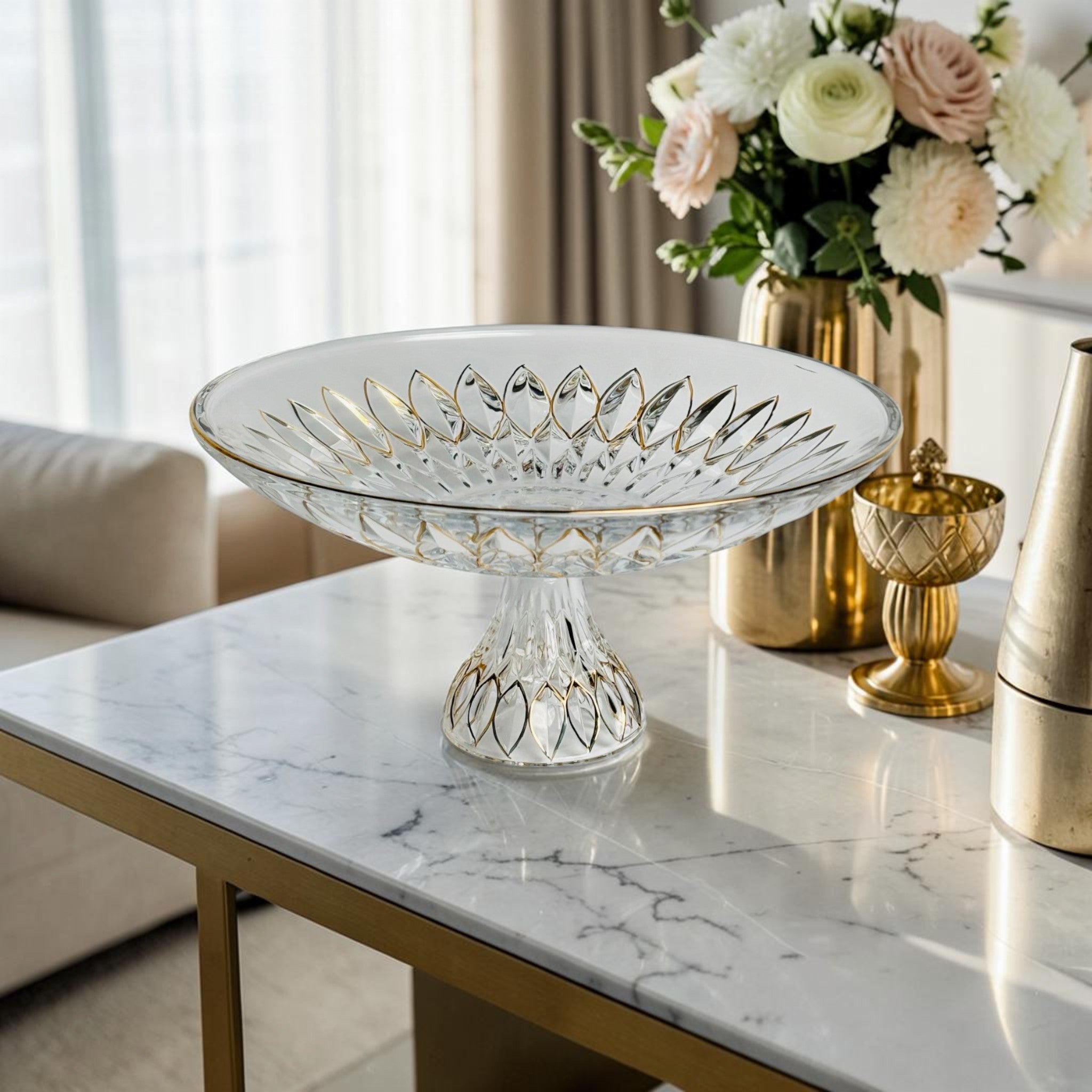 Crystal Dessert & Fruit Bowl – Golden Rim Finish