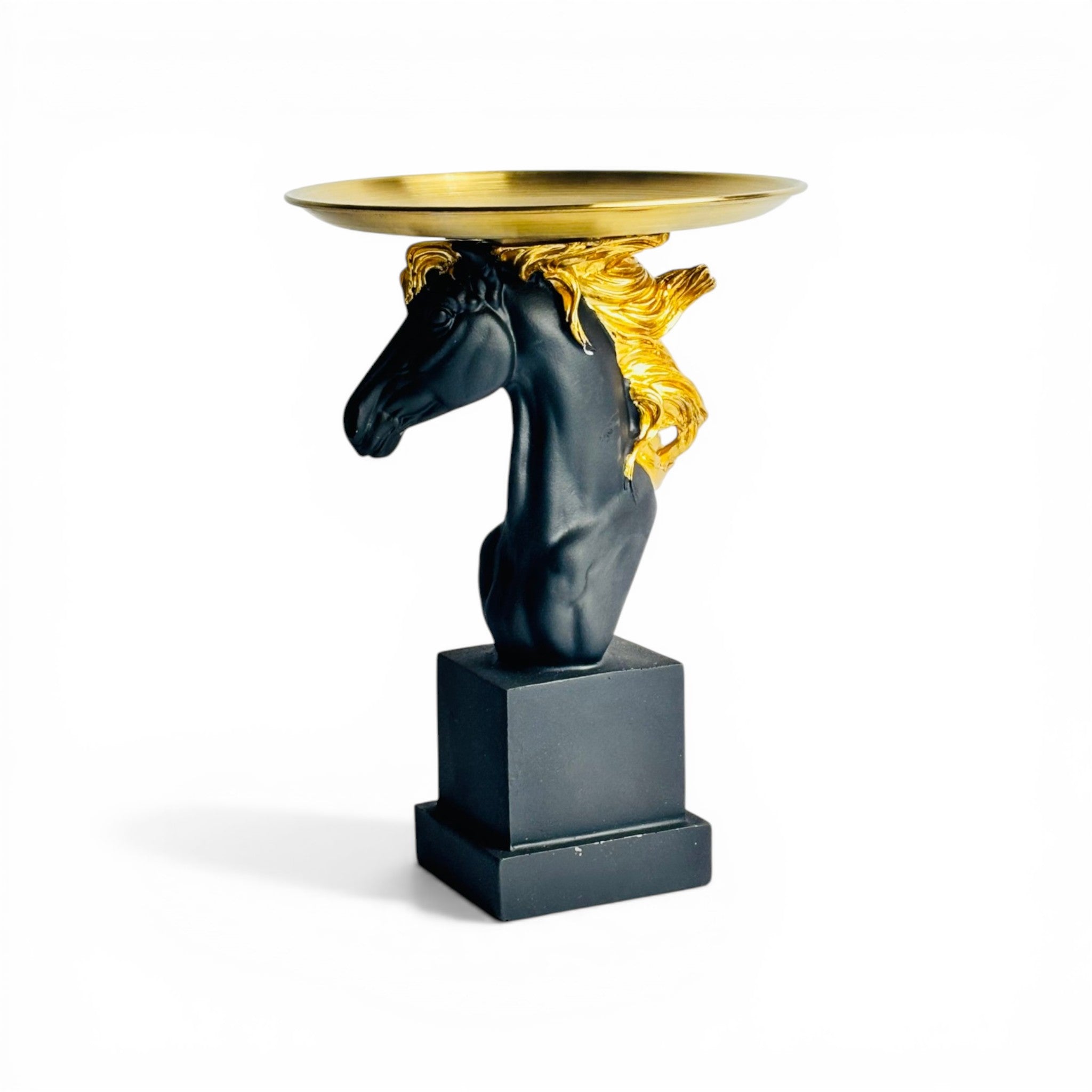 Modern Black Horse Showpiece With Tray