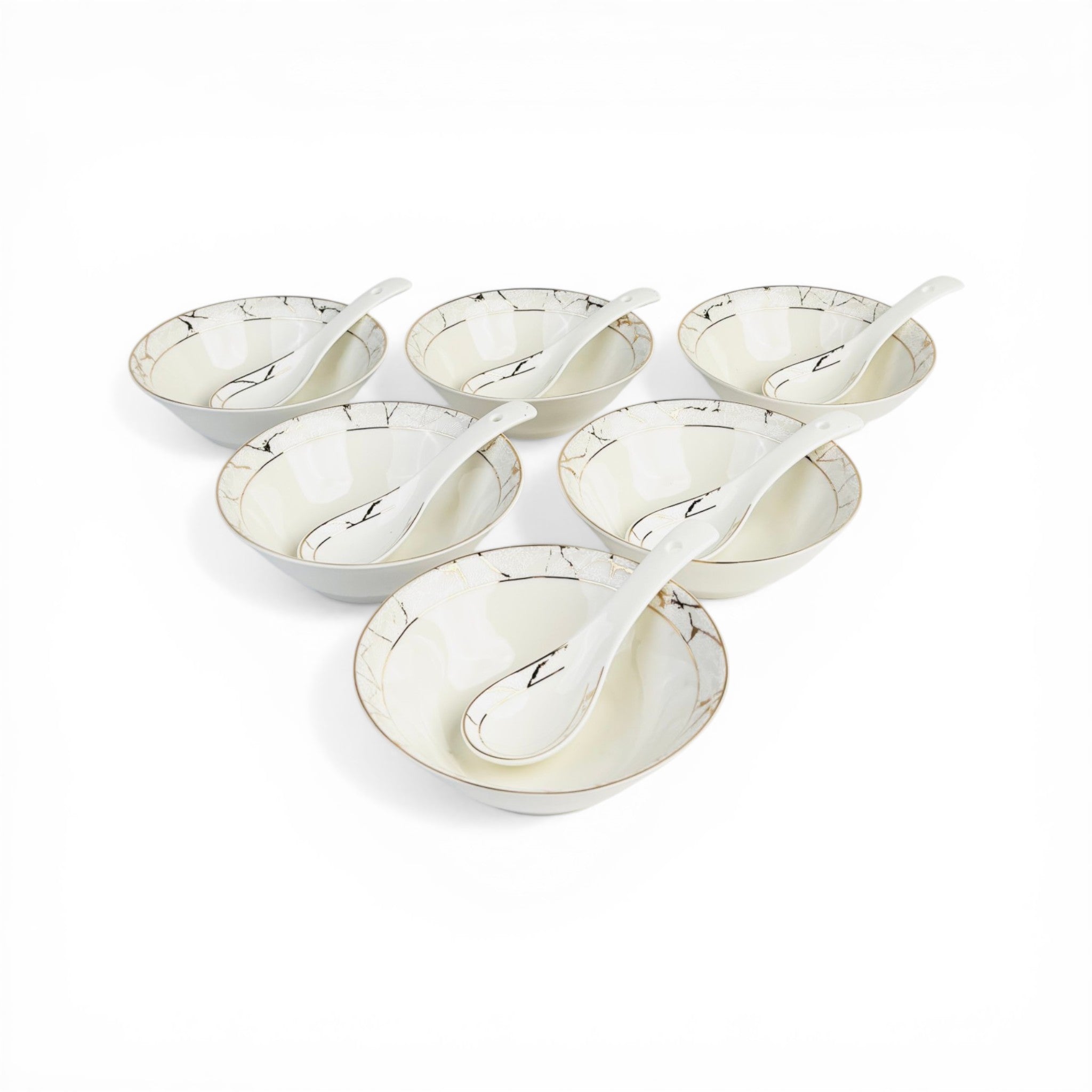 Pearl Luxury Marble 12pc Bowl Set