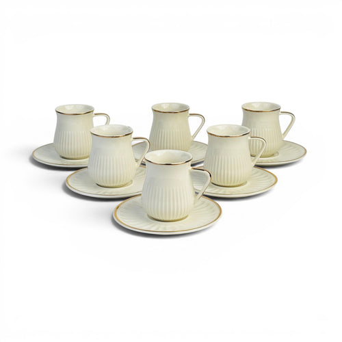 Luxury Ceramic Cup & Saucer Set - Set of 12