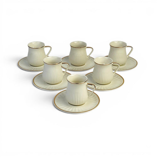Luxury Ceramic Cup & Saucer Set - Set of 12