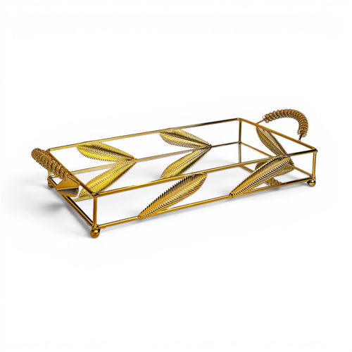 Opulent Glass Serving 2Pc Tray Set