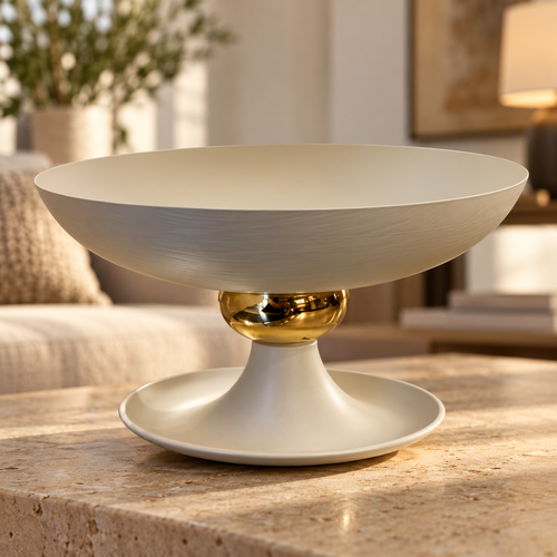 Fruit & Decor Display Bowl with Gold Accent
