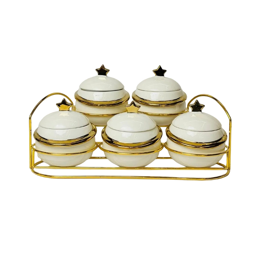 Freya Collection 5-Piece Jar Set with Gold Stand