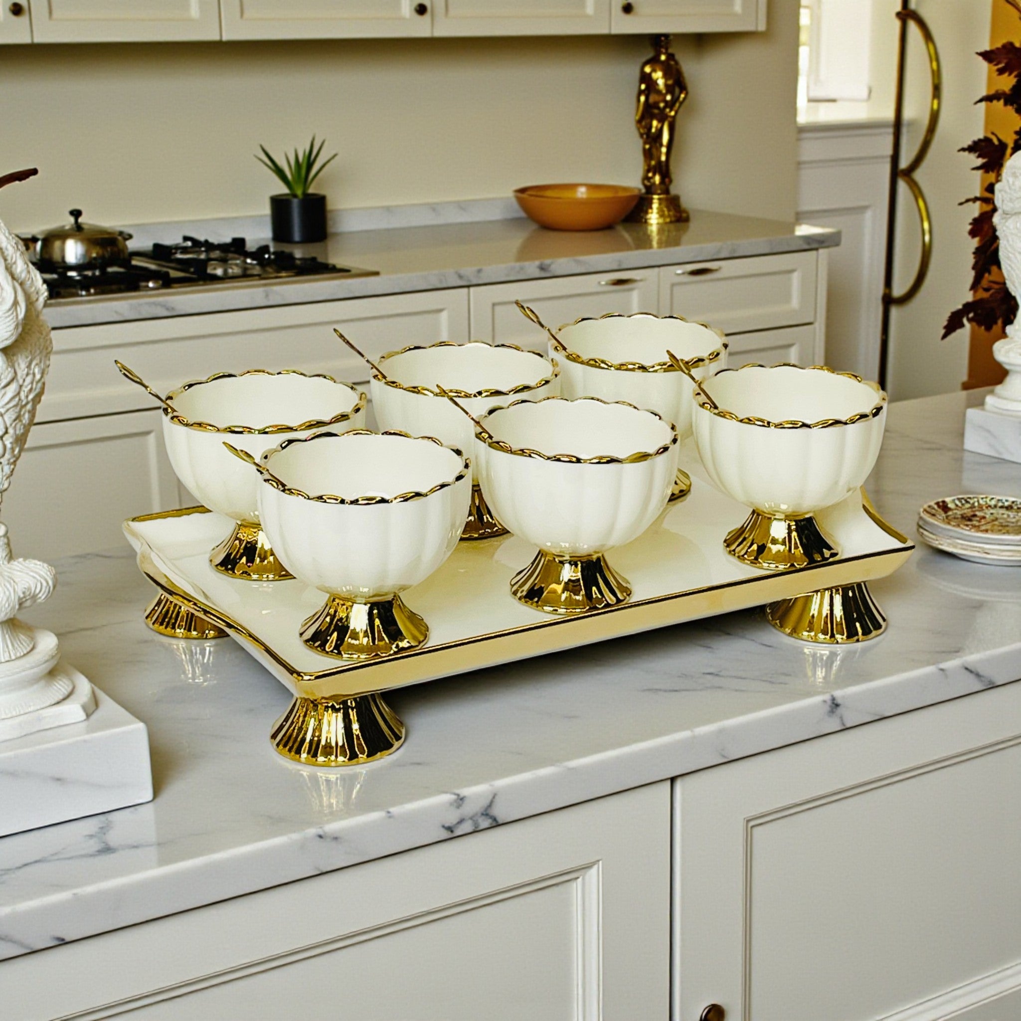 Elegant Ceramic 6Pc Ice Cream Bowl