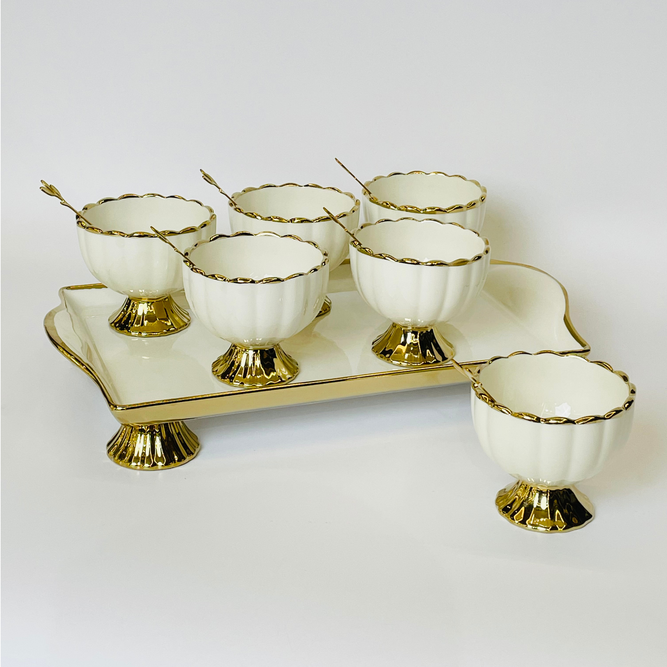 Elegant Ceramic 6Pc Ice Cream Bowl