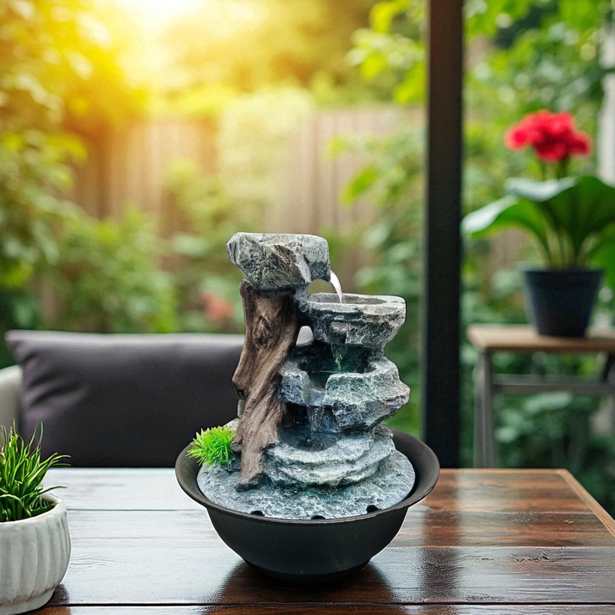 Zen Harmony – Rock & Driftwood Waterfall Fountain