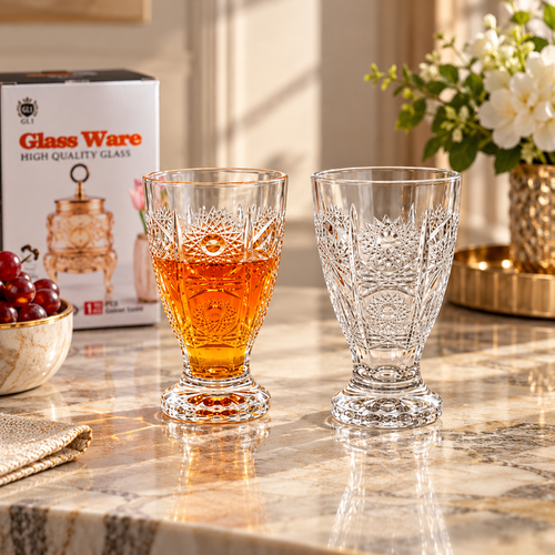 Classic Embossed Footed Tumbler Set 6 Piece