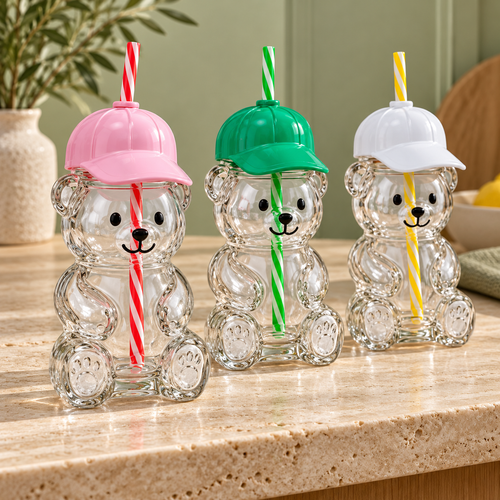Teddy Bear Glass Sipper