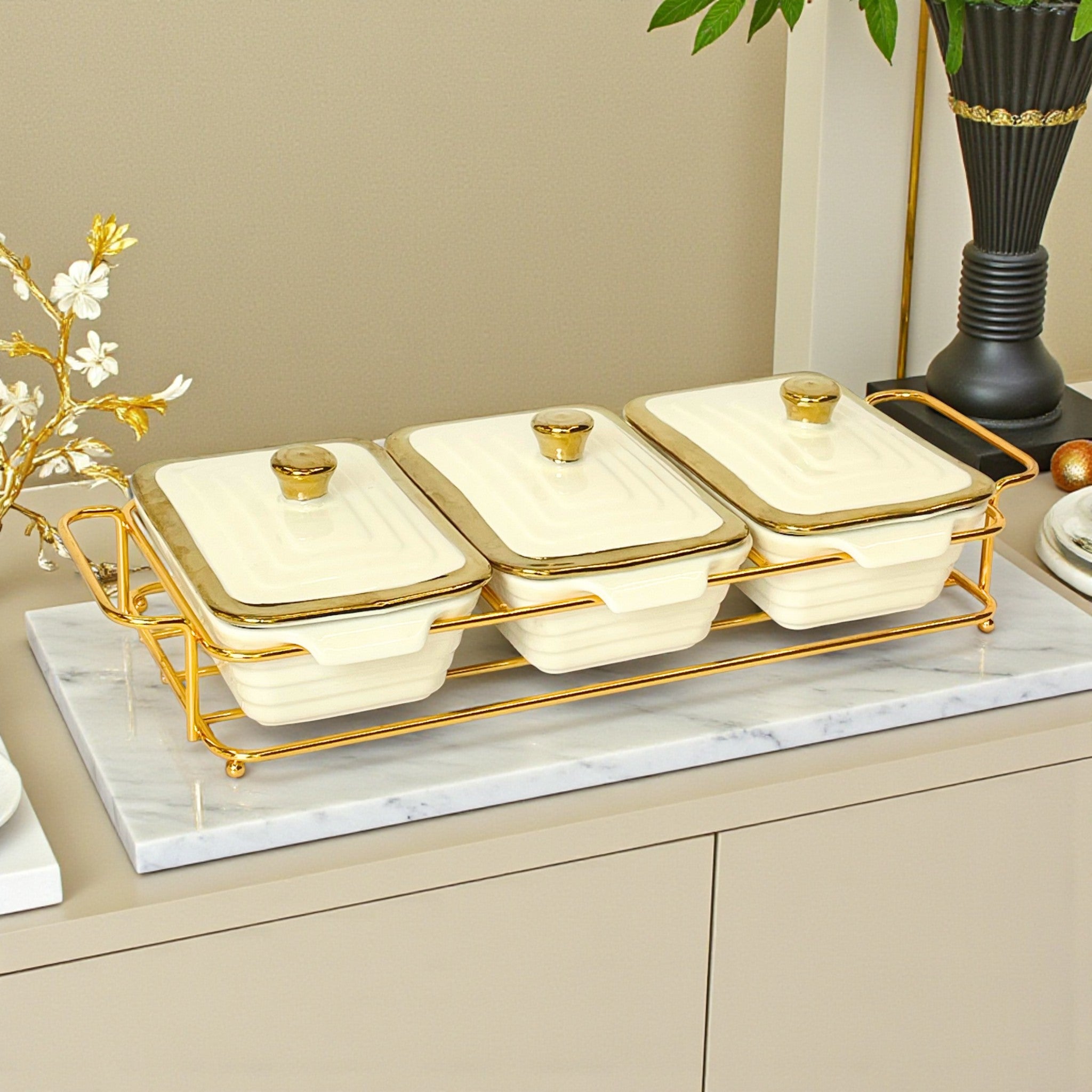 Elegant Ceramic 3Pc Service Set
