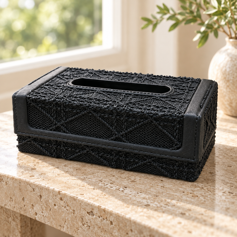 Geometric Cannage Textured Tissue Box Holder