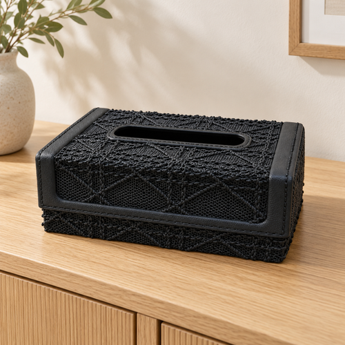 Geometric Cannage Textured Tissue Box Holder