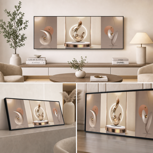 Luxury Minimalist Floating Sculpture Canvas Set of 3