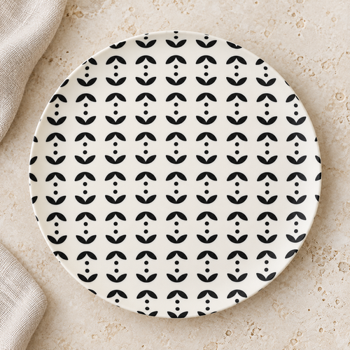 Bamboo Fibre Printed Plate with Metal Stand 4 Pcs Set