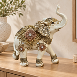 Royal Ivory & Gold Embellished Elephant Showpiece Statue