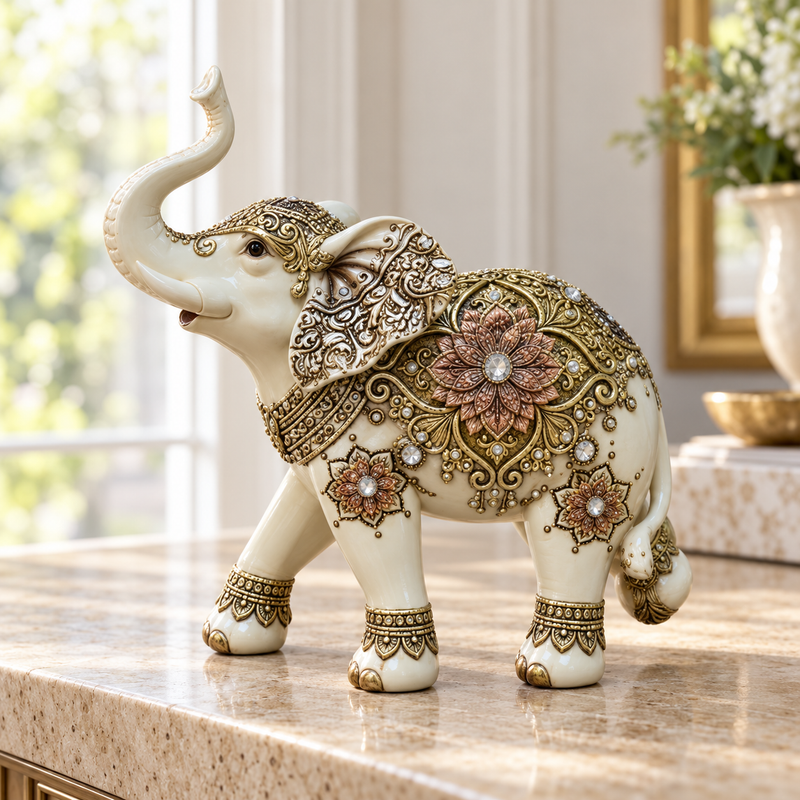 Gold Embellished Elephant Showpiece Statue
