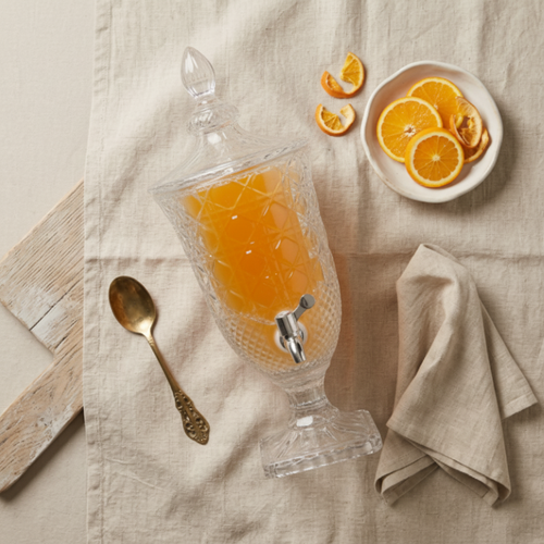 1.8L Vintage Glass Juice & Drink Dispenser with Tap