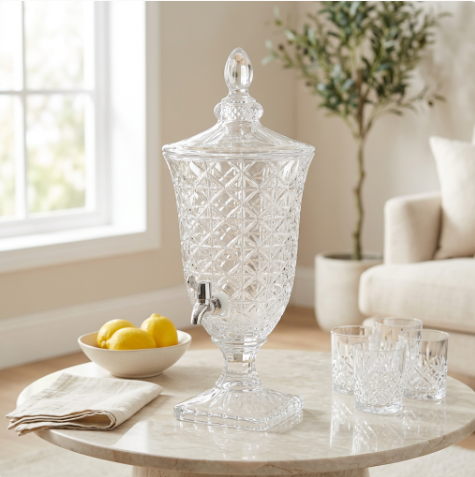 1.8L Vintage Glass Juice & Drink Dispenser with Tap