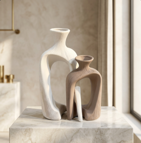 Elegant Abstract Hollow Vase Set of 2