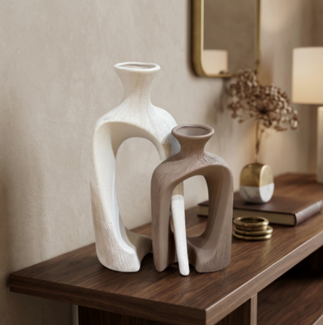 Elegant Abstract Hollow Vase Set of 2