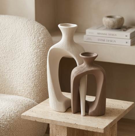 Elegant Abstract Hollow Vase Set of 2