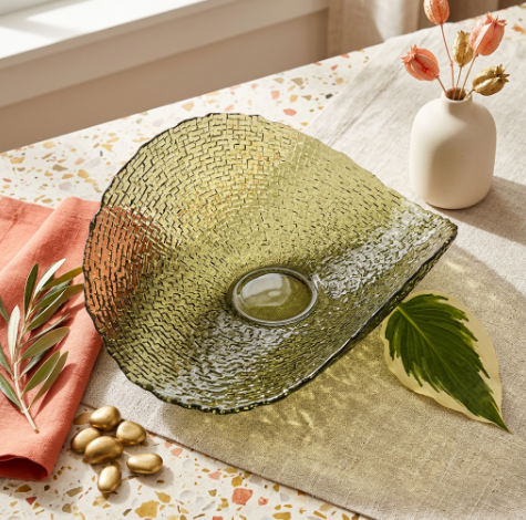 Elegant Woven Texture Glass Centerpiece Platter